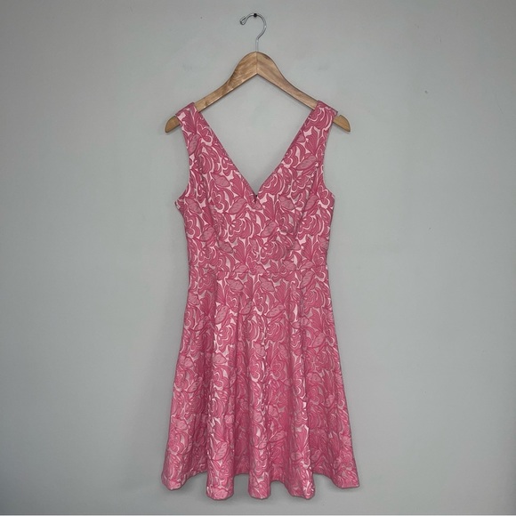 Maeve Anthropologie Claribel Dress Women’s Size 4 Pink Jacquard Fit & Flare - Picture 3 of 16